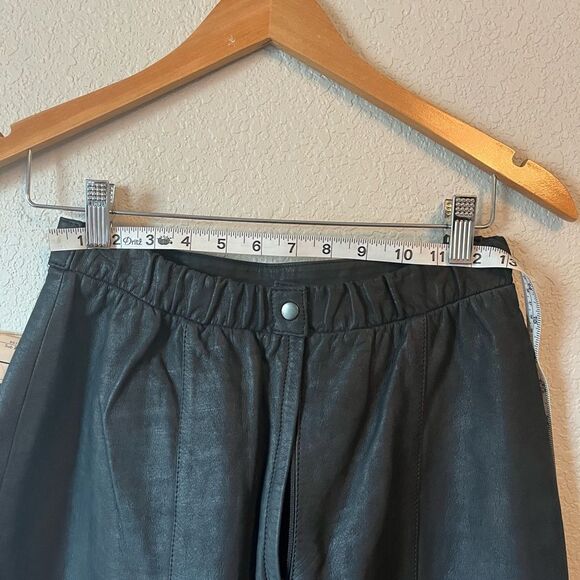 Quality vintage 90’s deadstock patchwork Black Leather Skirt 4 western cowgirl - Picture 4 of 9